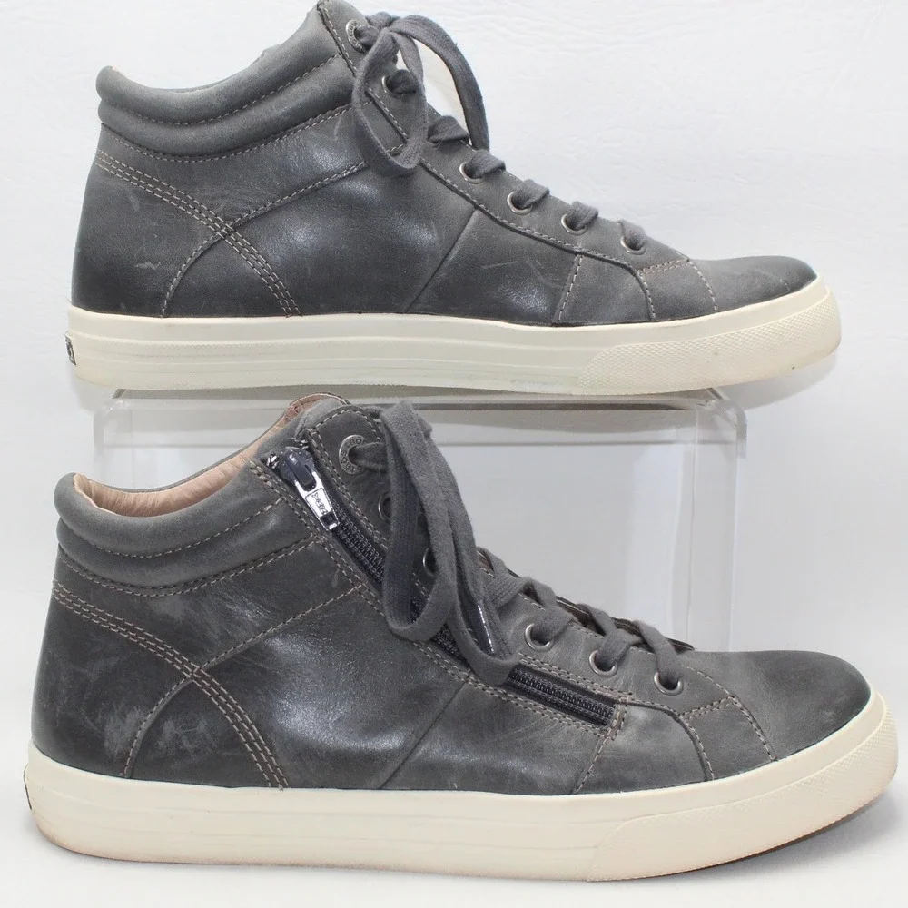 Taos Winner Gray Leather High Top‎ Side Zip Sneakers Mens Size 10 WNR-14003